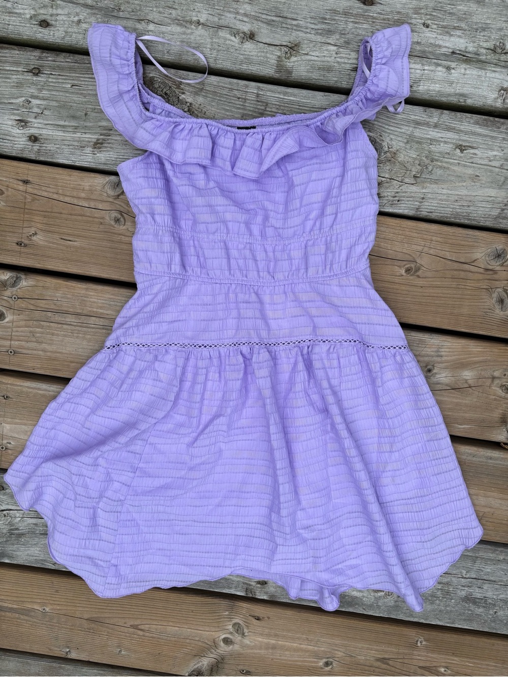 wild fable Light Lavender Ruffle-Shoulder Summer Dress